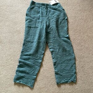 Zara aqua textured elastic pants